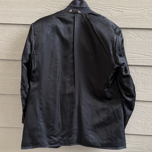 Pronto Uomo Men 46" Chest Dark Gray Blue Plaid Wool Sport Coat Jacket Blazer - Picture 7 of 14